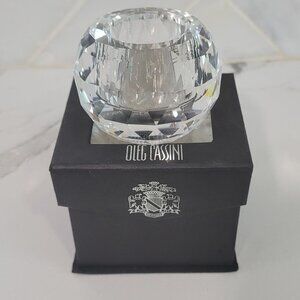 Oleg Cassini Crystal Votive Candle Holder 2.5" Cut Ball Design Decorative Elegan